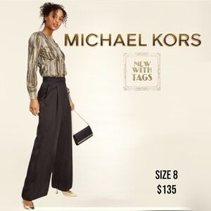 Michael Kors Wide Leg Womens Black Satin Pants